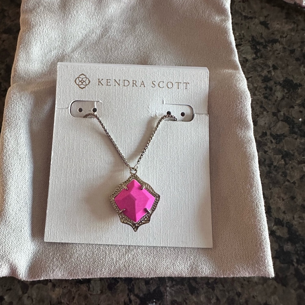 Kendra Scott Kacey Necklace Gold with Magenta Stone